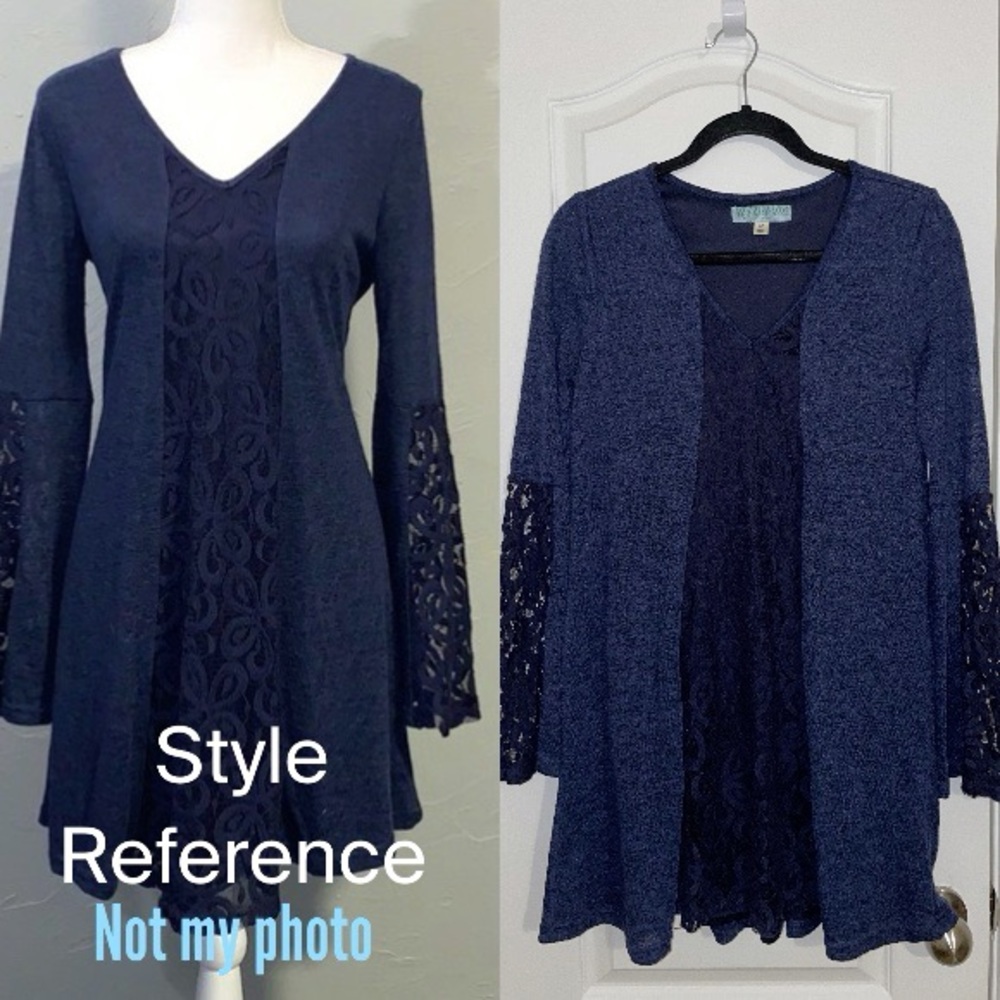 Aina Be Navy Blue Lace Tunic Dress